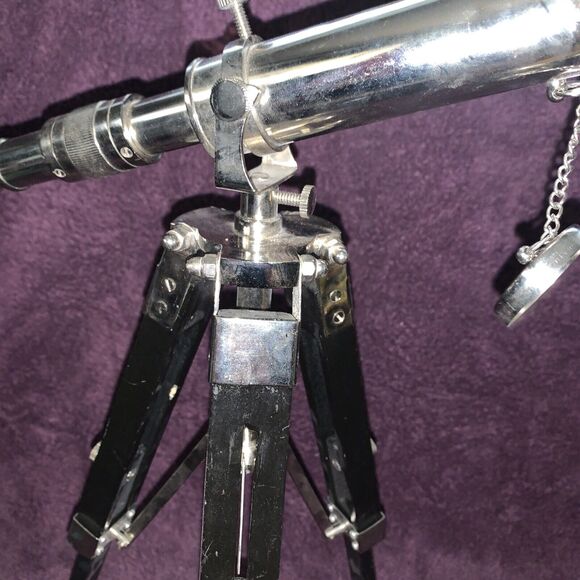 Working Antique Design Table Top Decor Black Tripod with Telescope Stand - Picture 6 of 10